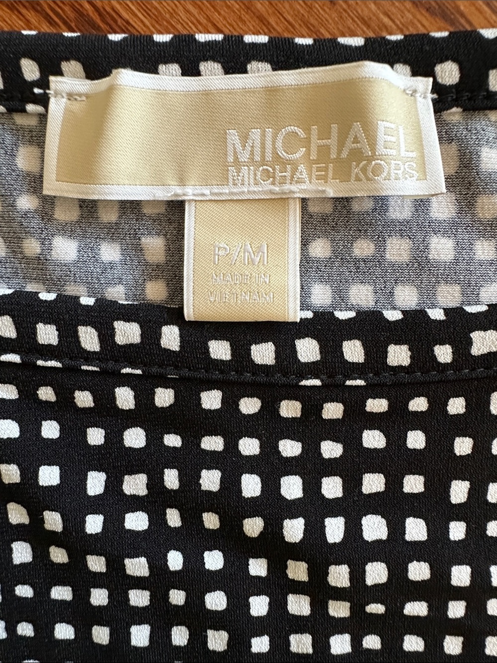 Michael Kors Black Dress with White Square Print
